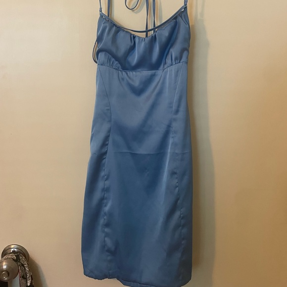 Oh Polly Dresses Oh Polly Blue Satin Mini Dress Dress